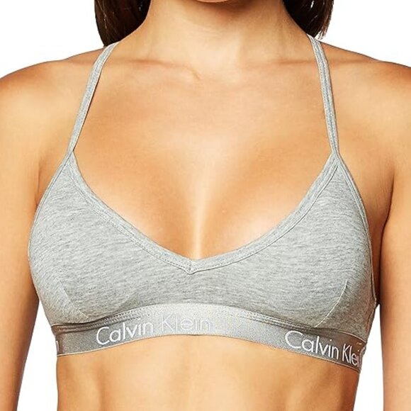 Calvin Klein Lightly Lined Logo Bralette QP16680-020 - (XS, Grey Heather) - Picture 1 of 2
